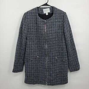 Carolina Belle Montreal Tweed Full Zip Up Pockets Jacket Blazer Women Size Large